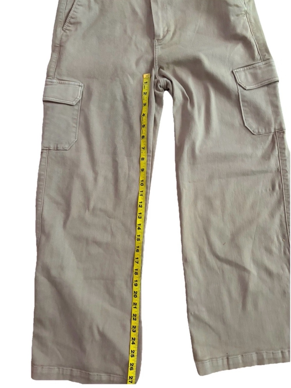 PAIGE Women's Cargo Wide Leg Pants Size 31 Taupe Beige Stretch Utility Pants - Picture 13 of 15